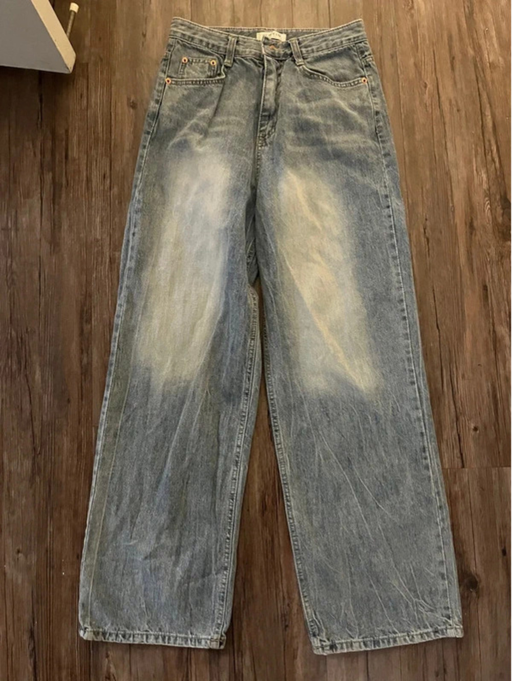 Lewkin Korea Light Wash Wide Leg Baggy Jeans Sz 28